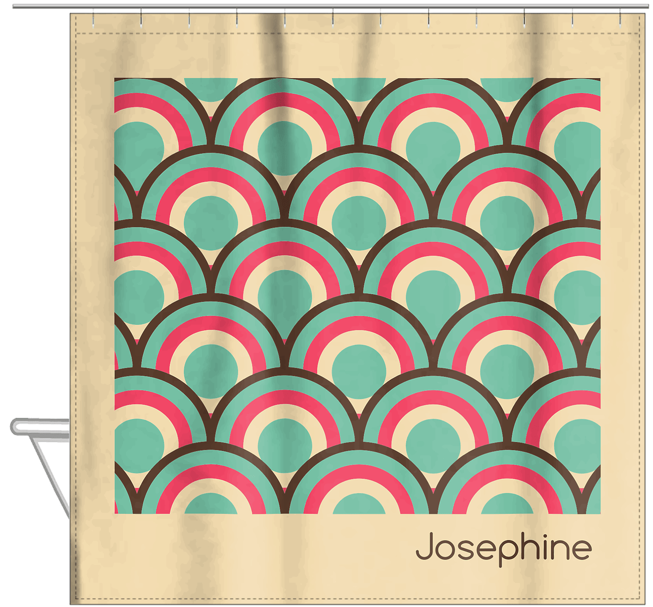 Personalized Retro Arches Shower Curtain - Hanging View