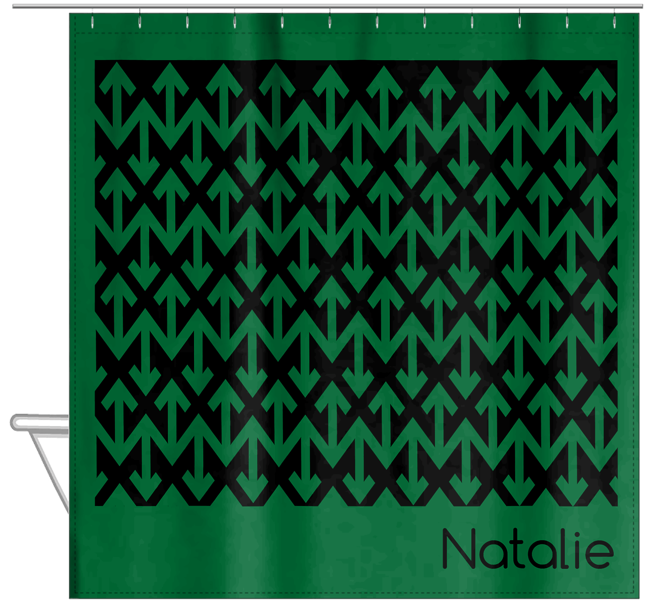 Personalized Retro Arrows Shower Curtain - Hanging View