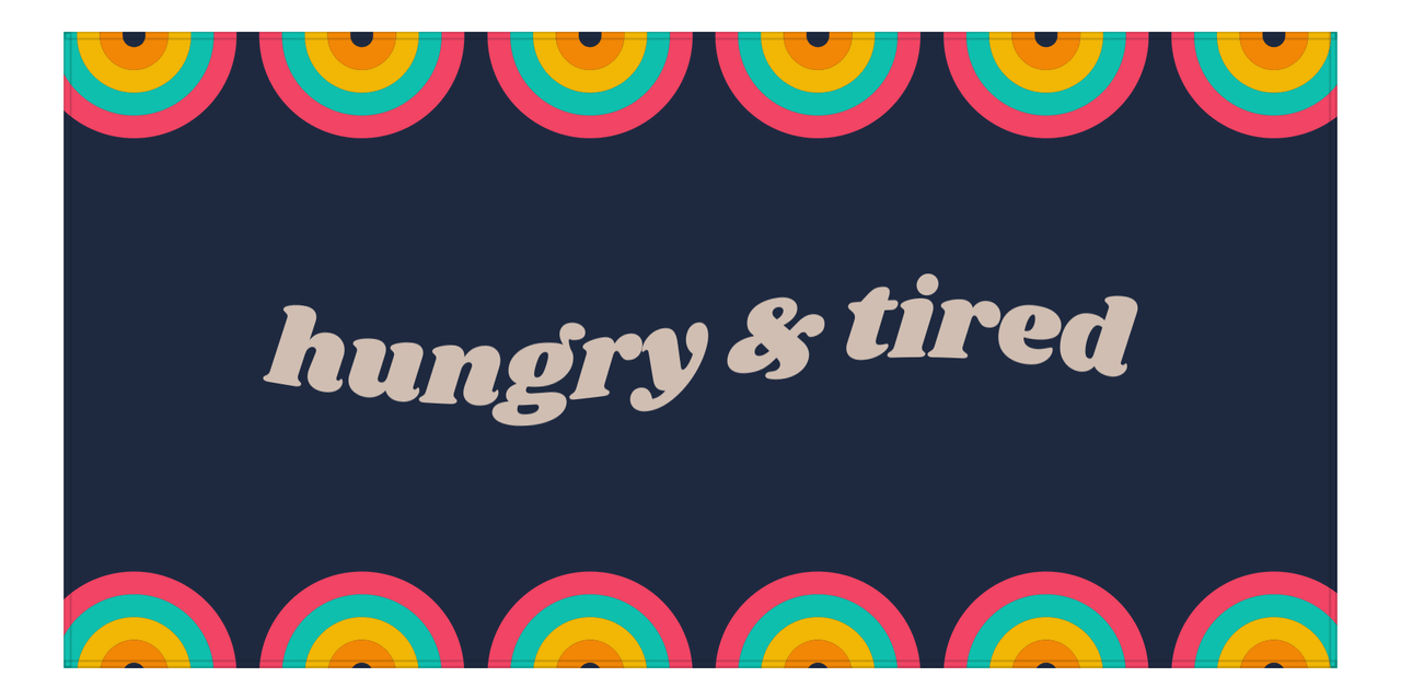 Personalized Retro Beach Towel - Hungry & Tired - Front View