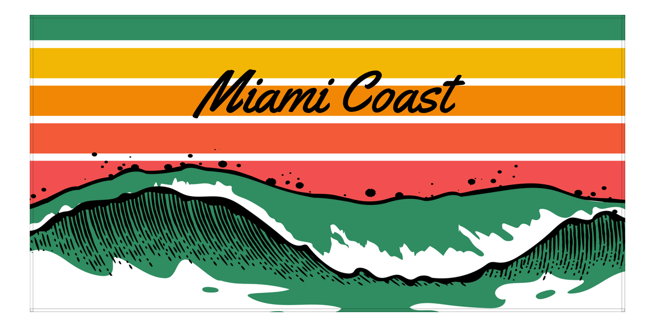 Personalized Retro Beach Towel - Ocean Wave - Front View