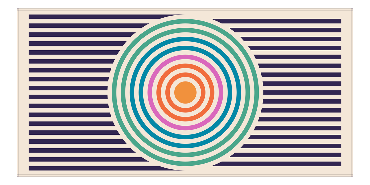 Retro Beach Towel - Circle and Lines - Front View