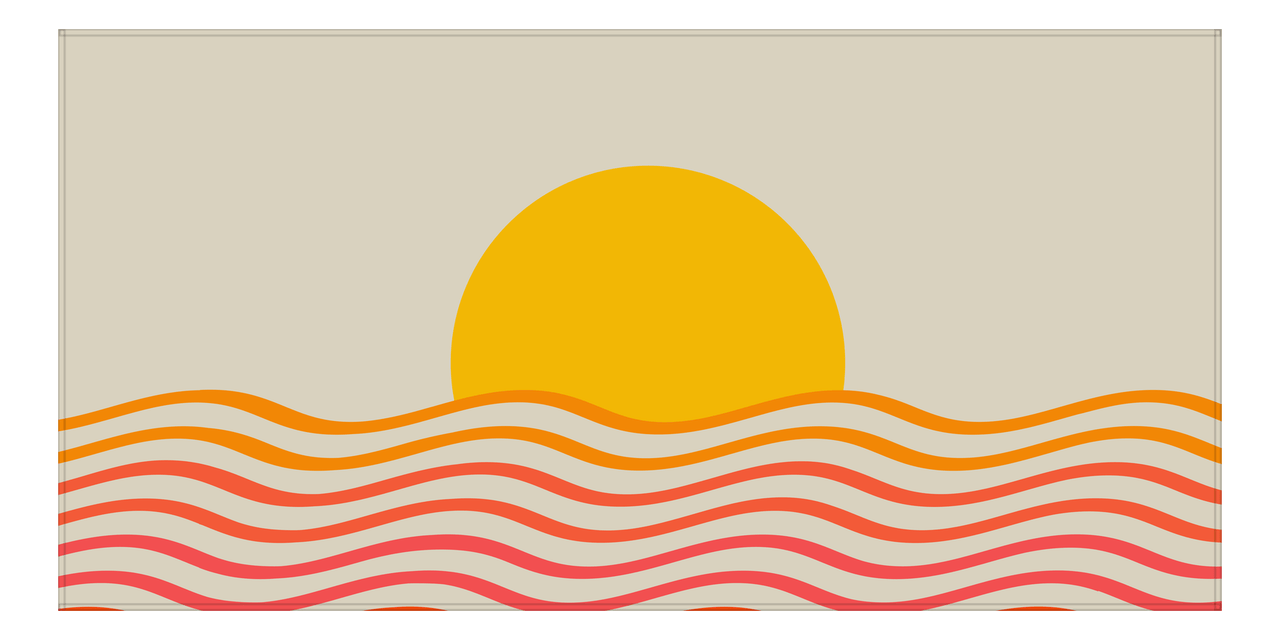 Retro Beach Towel - Sun and Sea - Front View