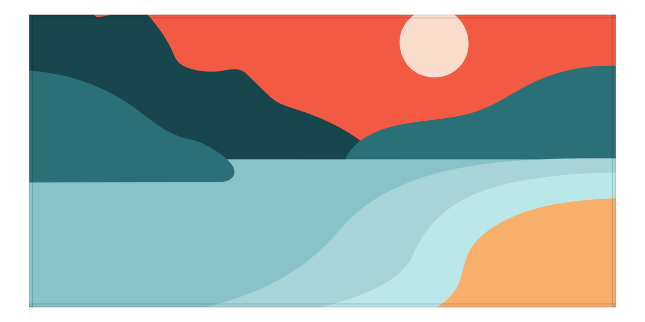 Retro Beach Towel - Landscape - Front View