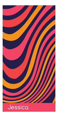 Thumbnail for Personalized Retro Beach Towel - Waves - Front View