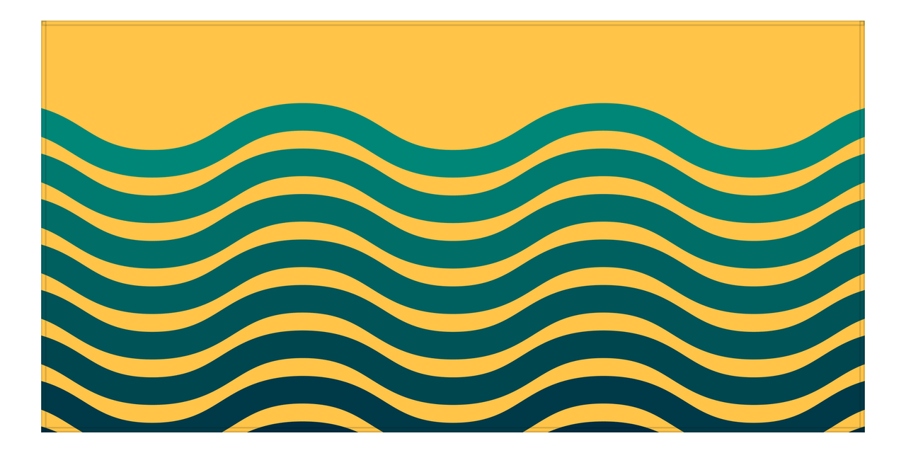 Retro Beach Towel - Green Waves - Front View