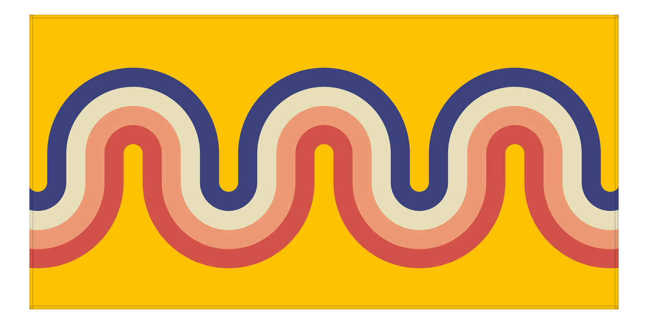 Retro Beach Towel - Waves - Front View