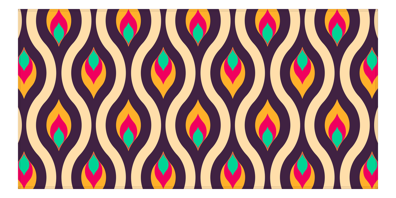 Retro Beach Towel - Abstract Waves - Front View