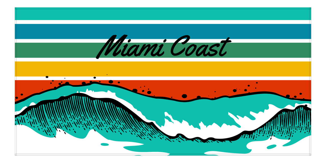 Personalized Retro Beach Towel - Ocean Wave - Front View