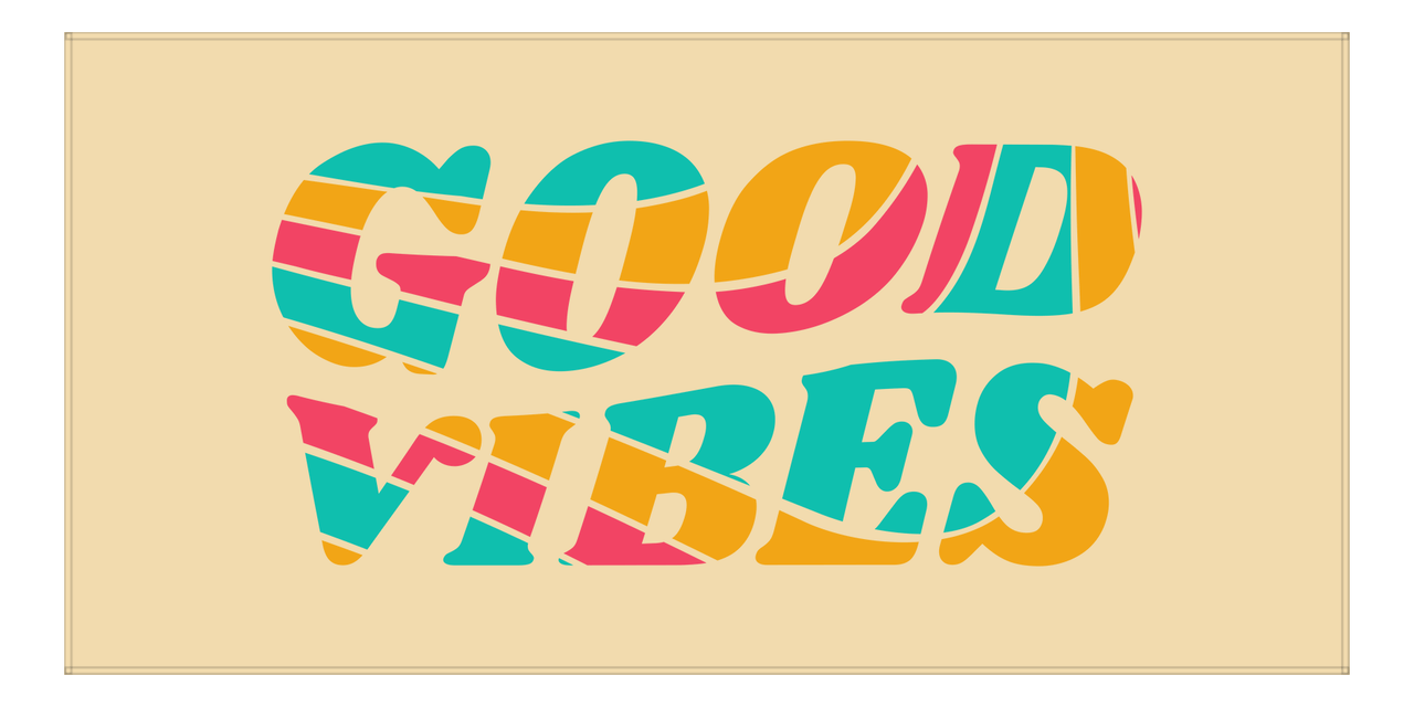 Retro Beach Towel - Good Vibes - Front View