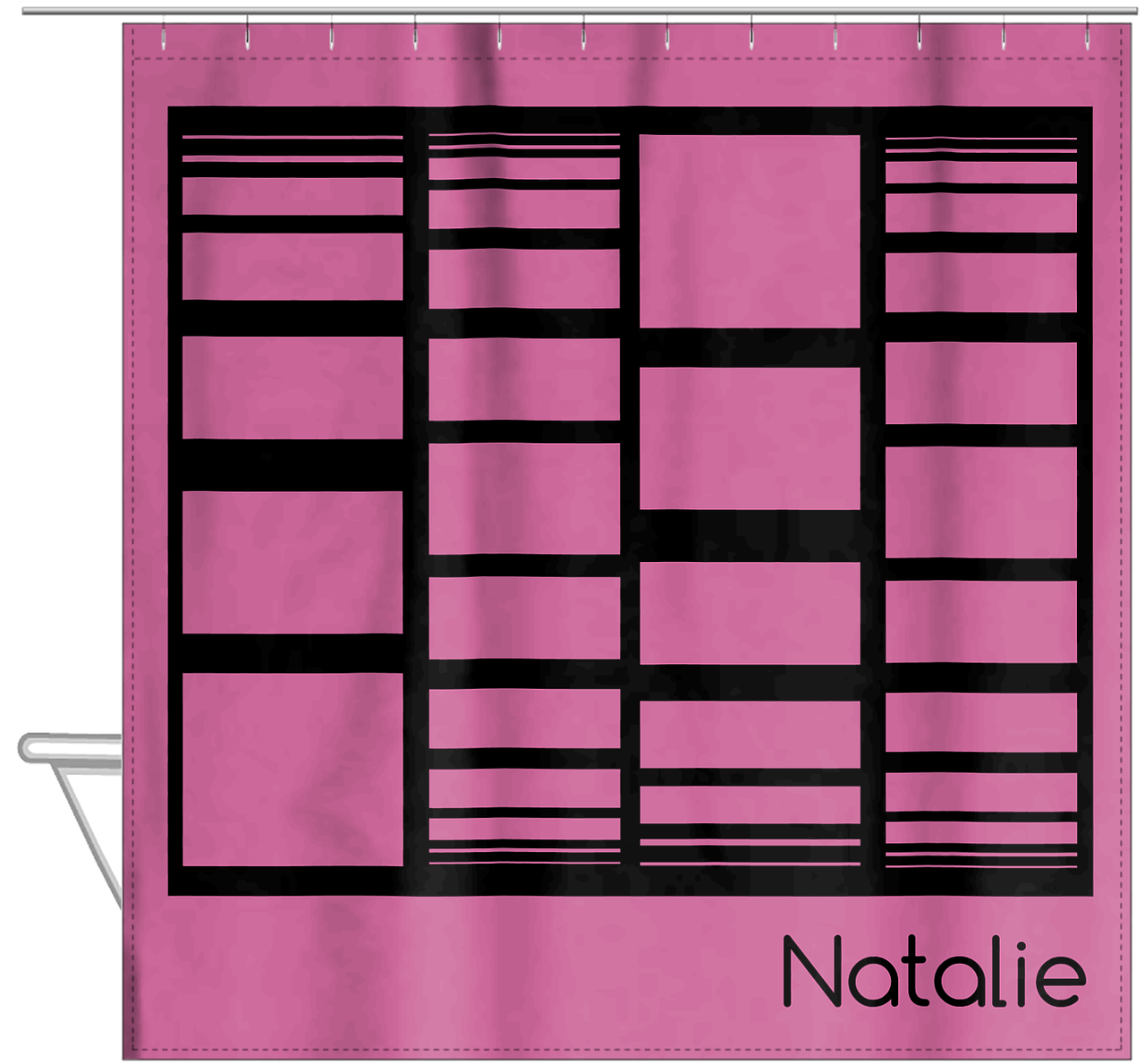 Personalized Retro Bars Shower Curtain - Hanging View