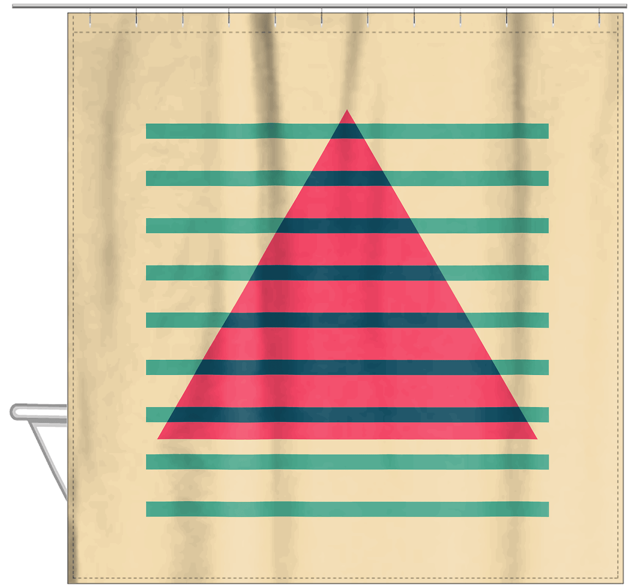 Personalized Retro Triangle Shower Curtain - Hanging View