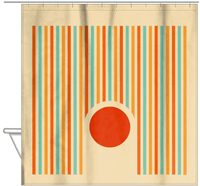 Thumbnail for Personalized Retro Circle Stripes Shower Curtain - Hanging View