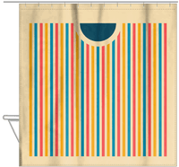 Thumbnail for Personalized Retro Circle Stripes Shower Curtain - Hanging View