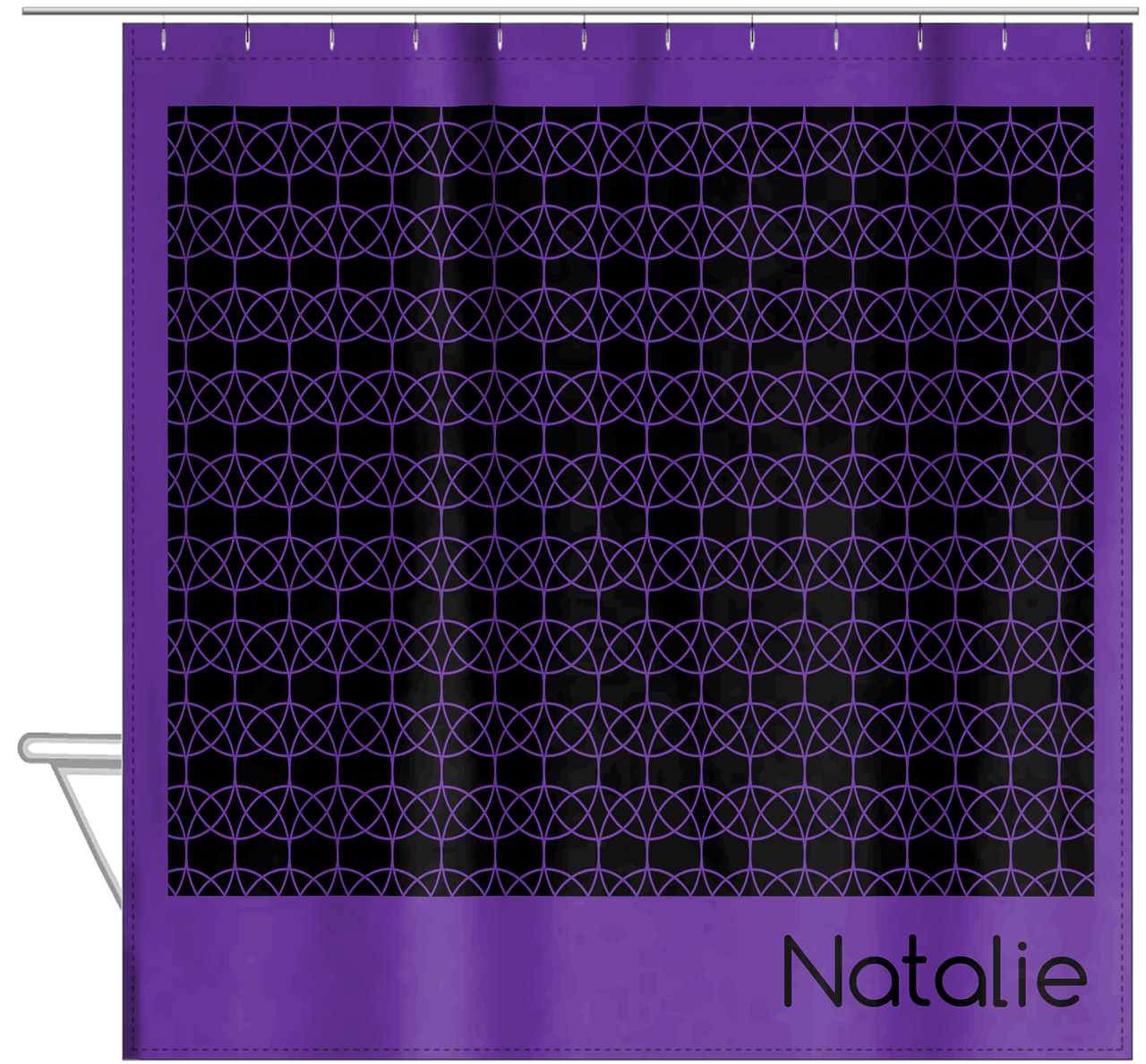 Personalized Retro Circles Shower Curtain - Hanging View