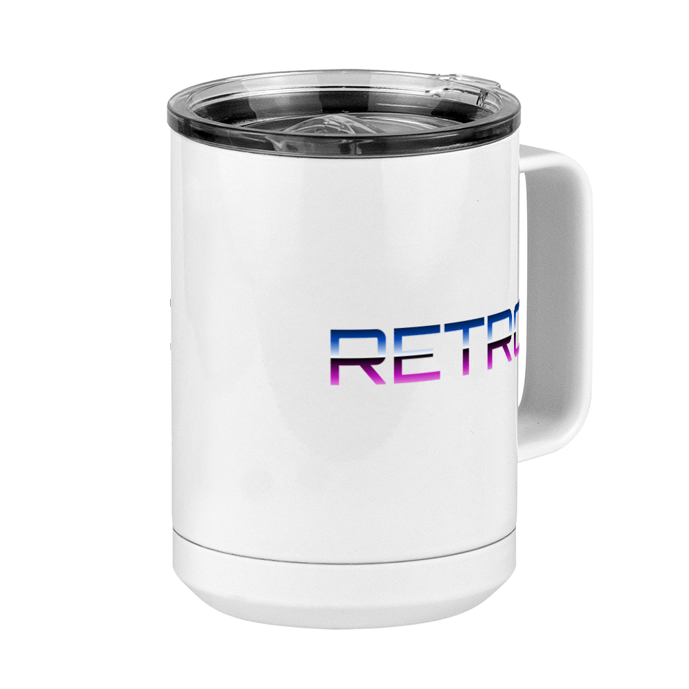 Retro Coffee Mug Tumbler with Handle (15 oz) - Front Right View