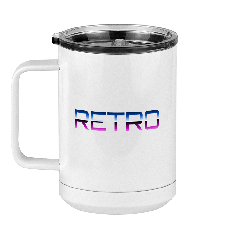 Retro Coffee Mug Tumbler with Handle (15 oz) - Left View