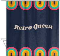 Thumbnail for Retro Distorted Text Shower Curtain - Hanging View