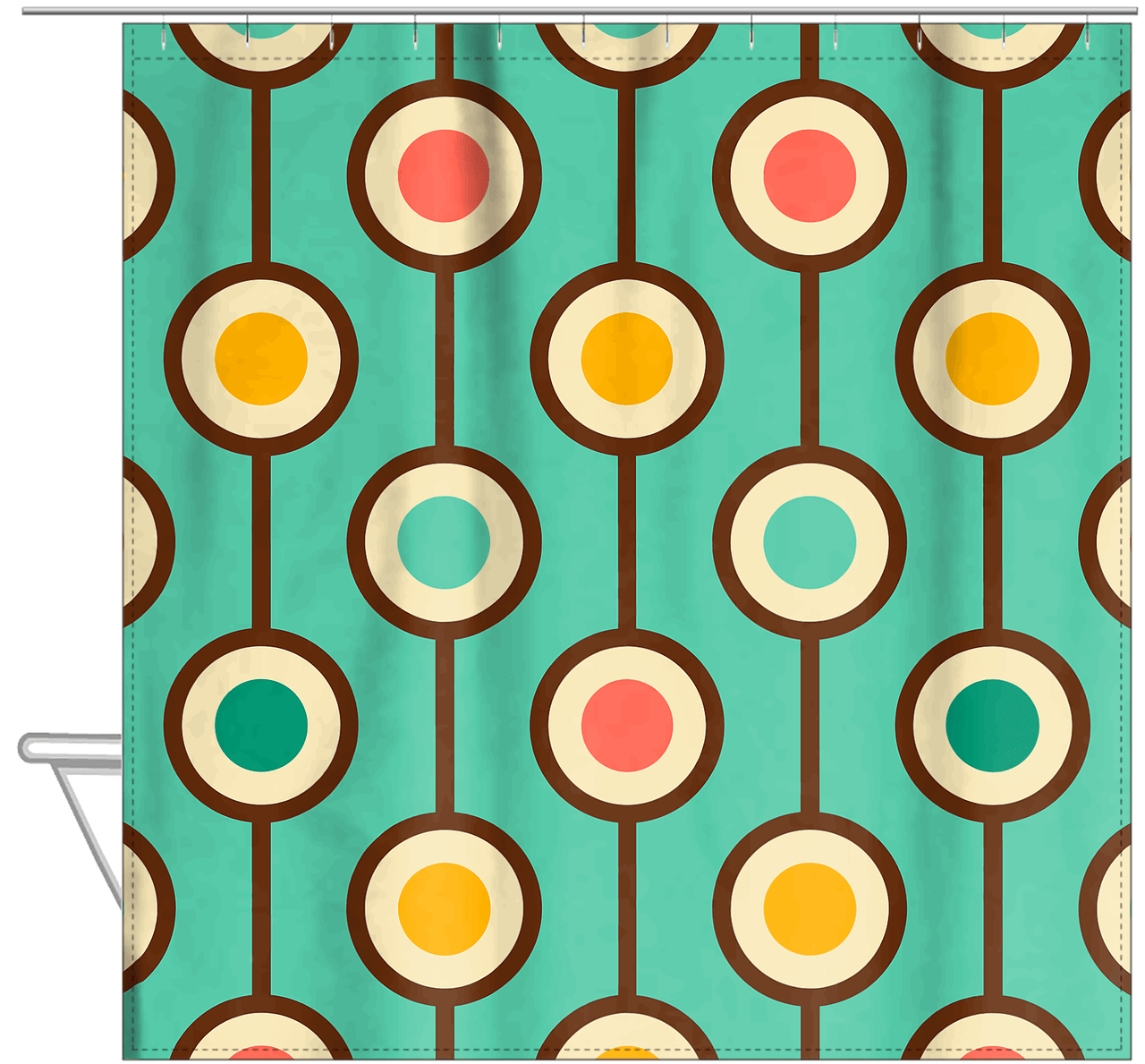 Retro Dots Shower Curtain - Hanging View