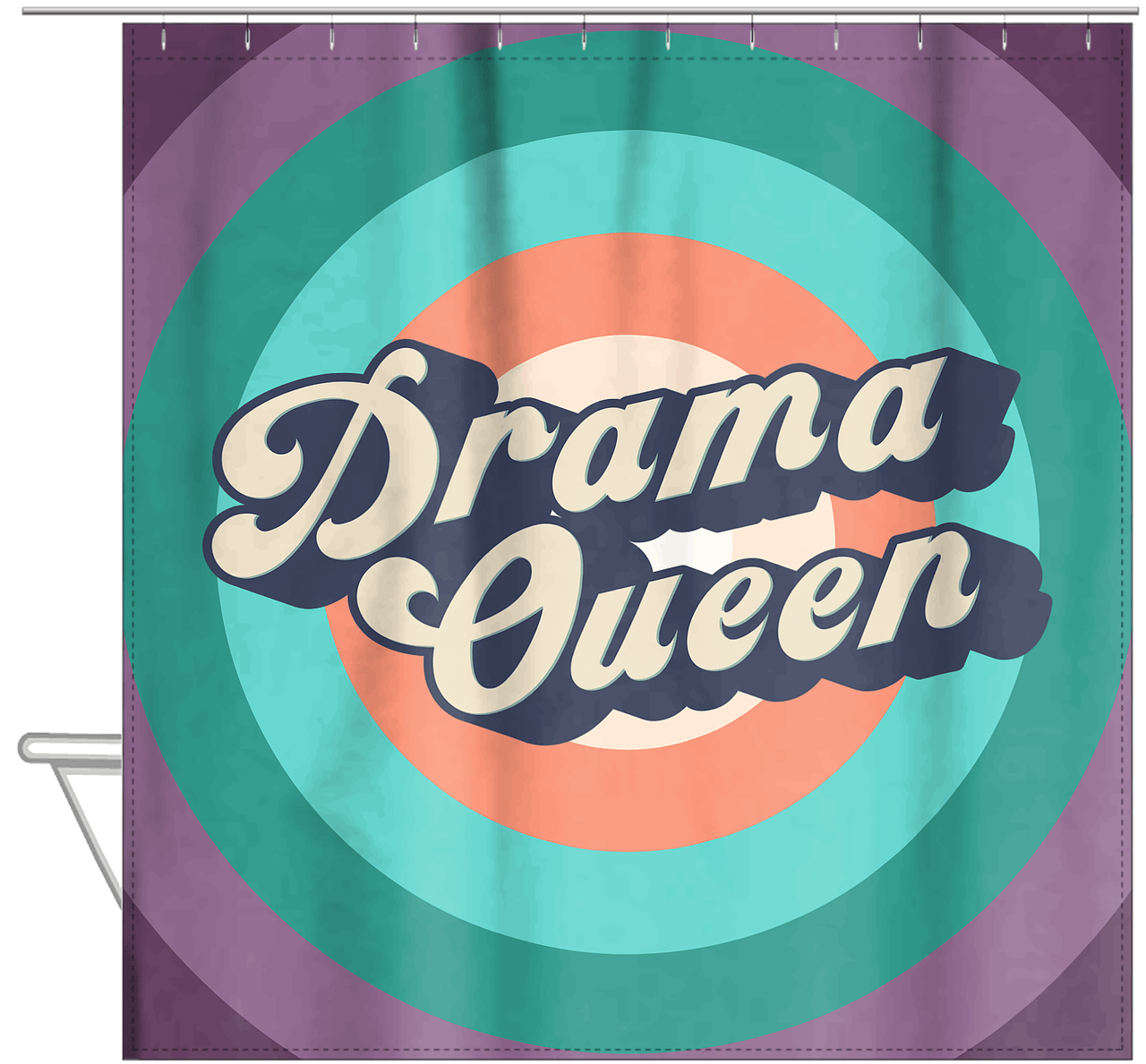 Retro Drama Queen Shower Curtain - Hanging View