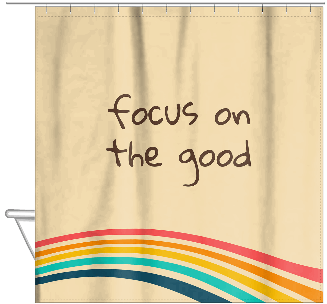 Retro Focus On The Good Shower Curtain - Hanging View