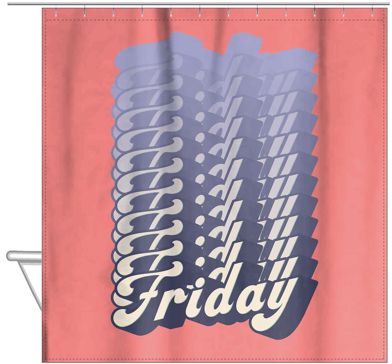 Retro Friday Shower Curtain - Hanging View