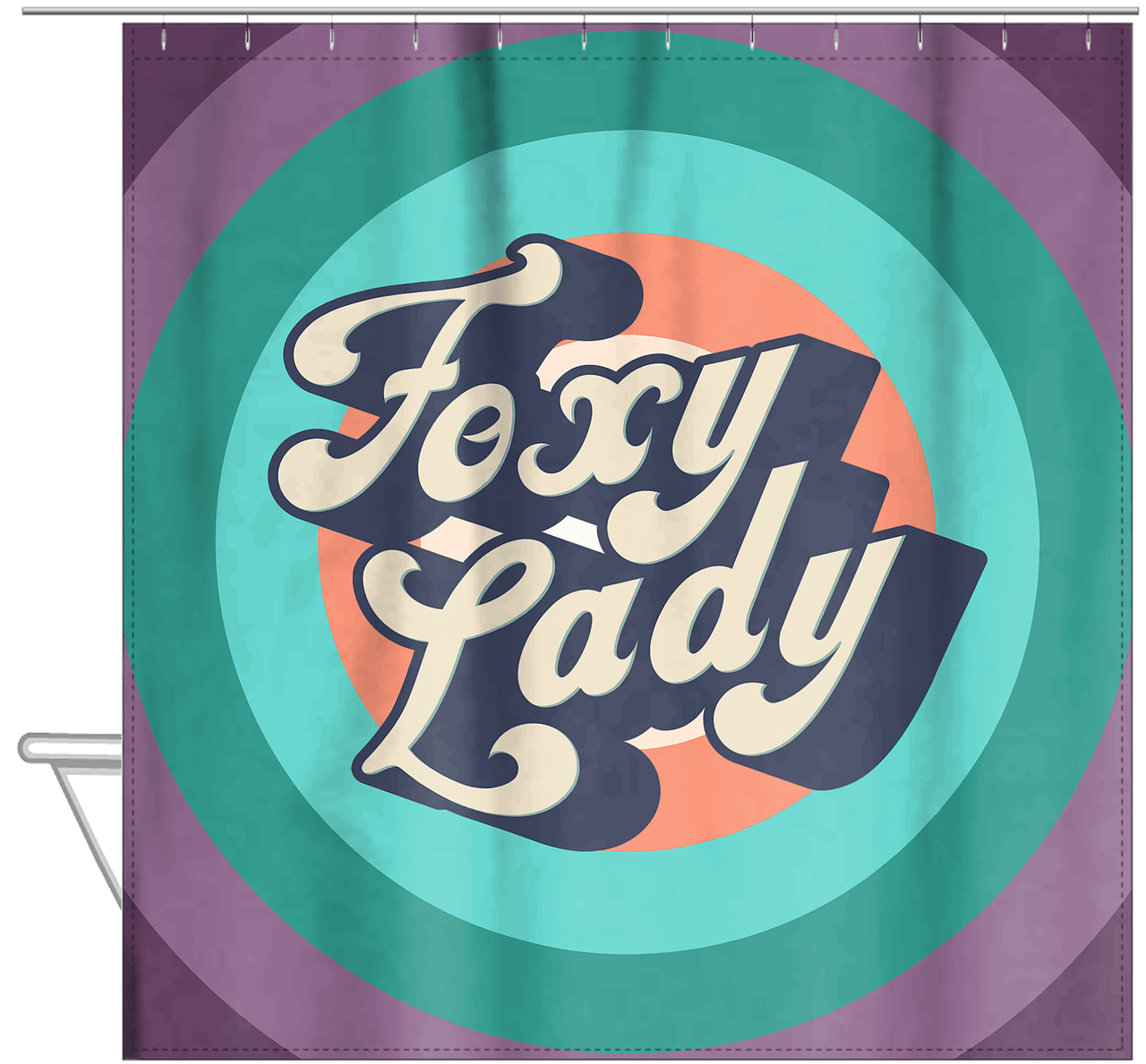 Retro Foxy Lady Shower Curtain - Hanging View