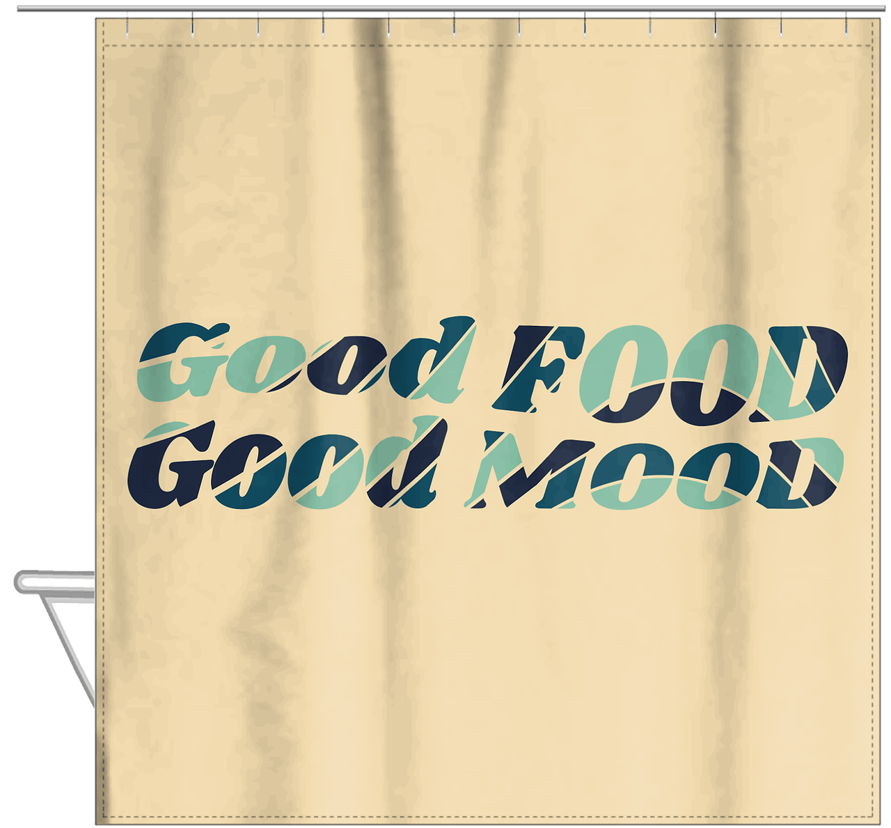 Retro Good Food Good Mood Shower Curtain - Hanging View