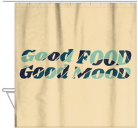 Thumbnail for Retro Good Food Good Mood Shower Curtain - Hanging View