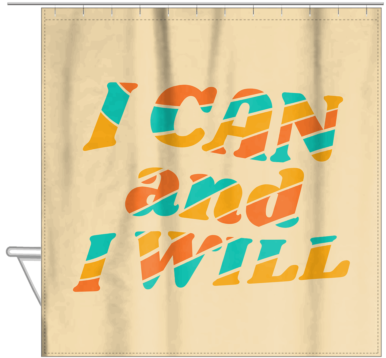 Retro I Can And I Will Shower Curtain - Hanging View