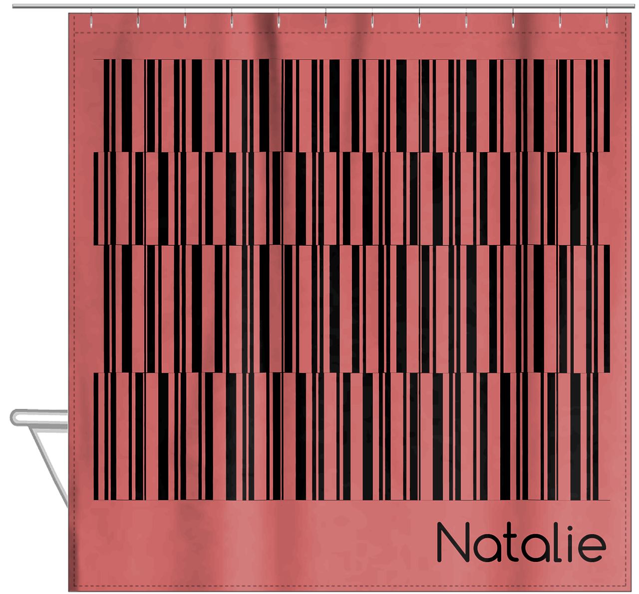 Personalized Retro Lines Shower Curtain - Hanging View