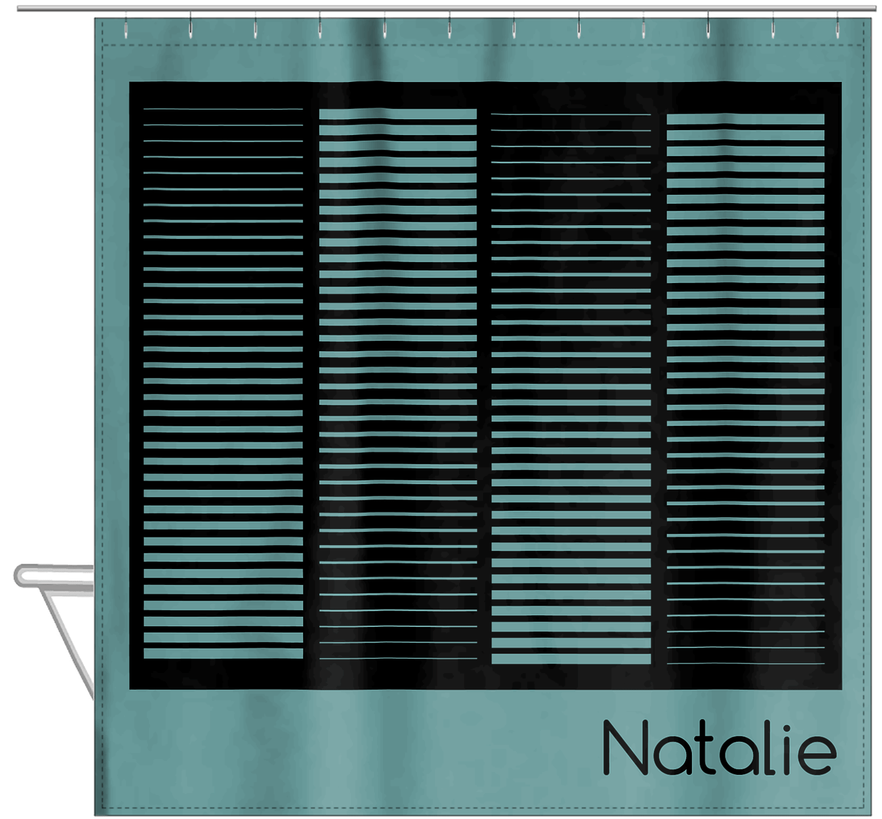 Personalized Retro Lines Shower Curtain - Hanging View