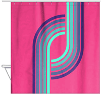 Thumbnail for Retro Line Art Shower Curtain - Hanging View