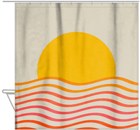 Thumbnail for Retro Ocean Sunset Shower Curtain - Hanging View