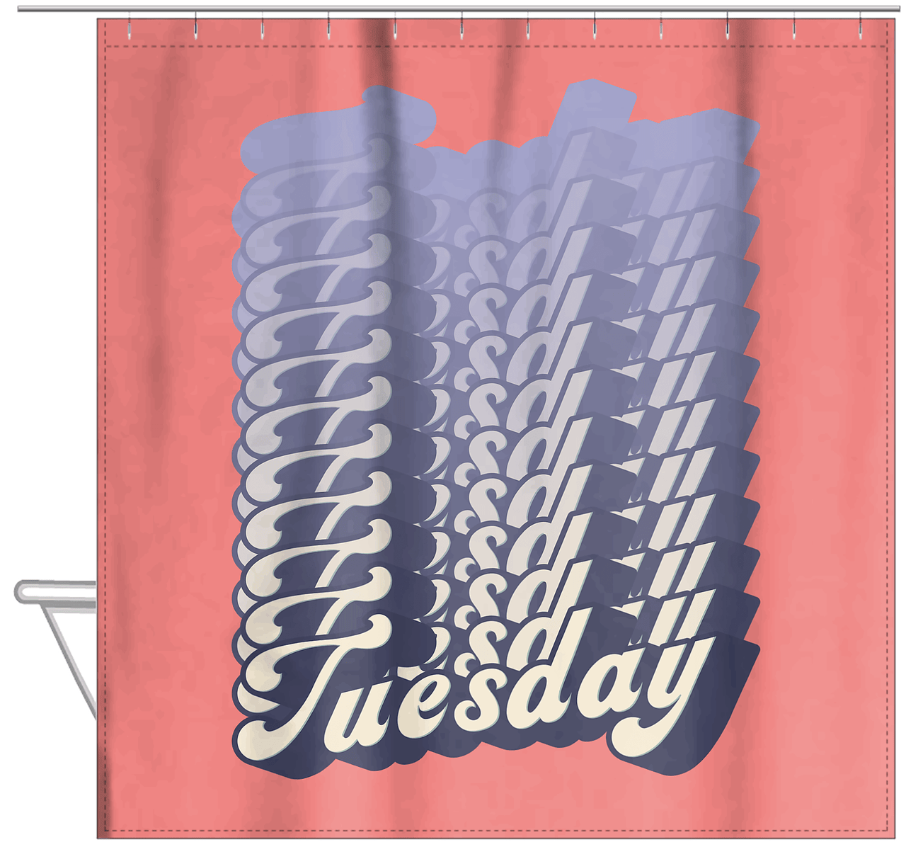 Retro Tuesday Shower Curtain - Hanging View