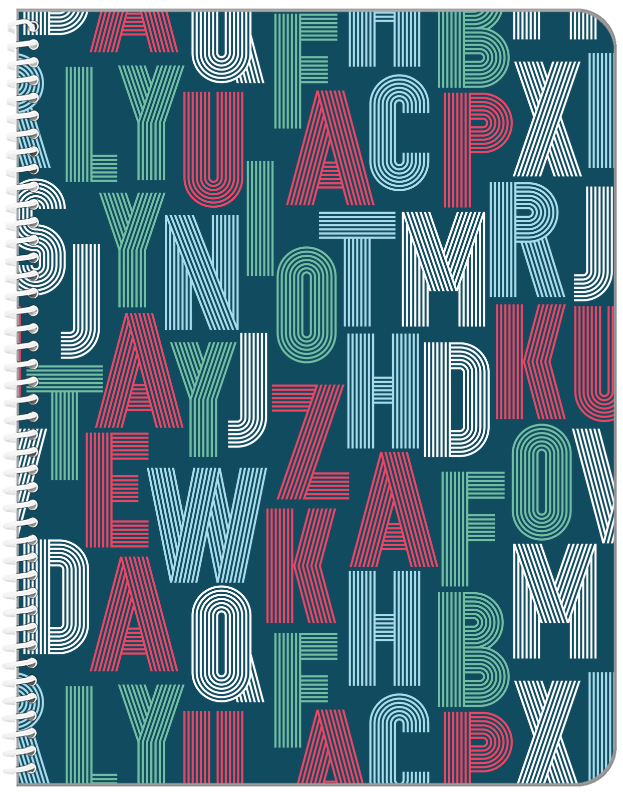 Retro Notebook - Letters - Front View