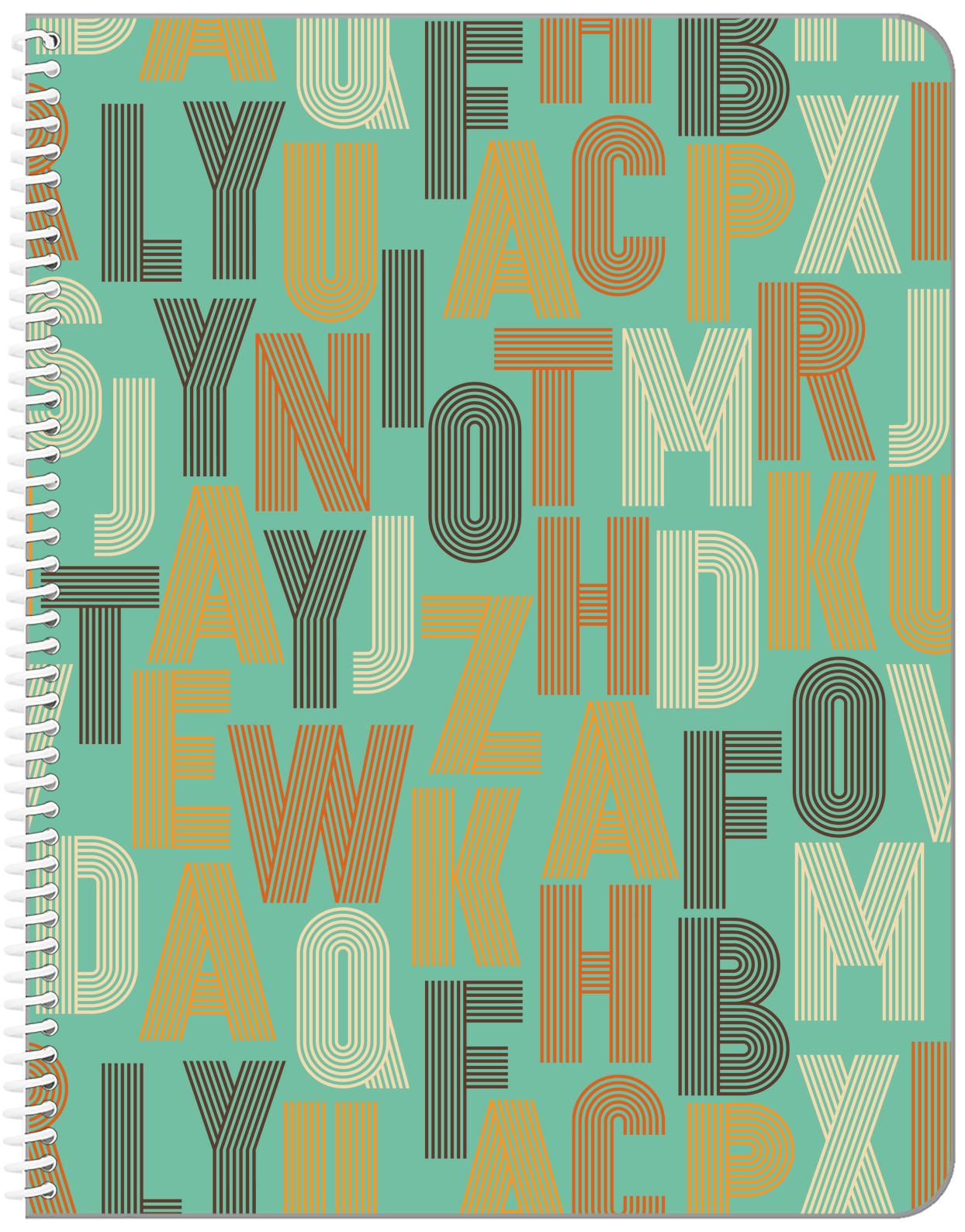 Retro Notebook - Letters - Front View