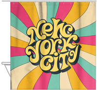 Thumbnail for Retro New York City Shower Curtain - Hanging View