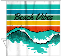 Thumbnail for Personalized Retro Ocean Wave Shower Curtain - Hanging View