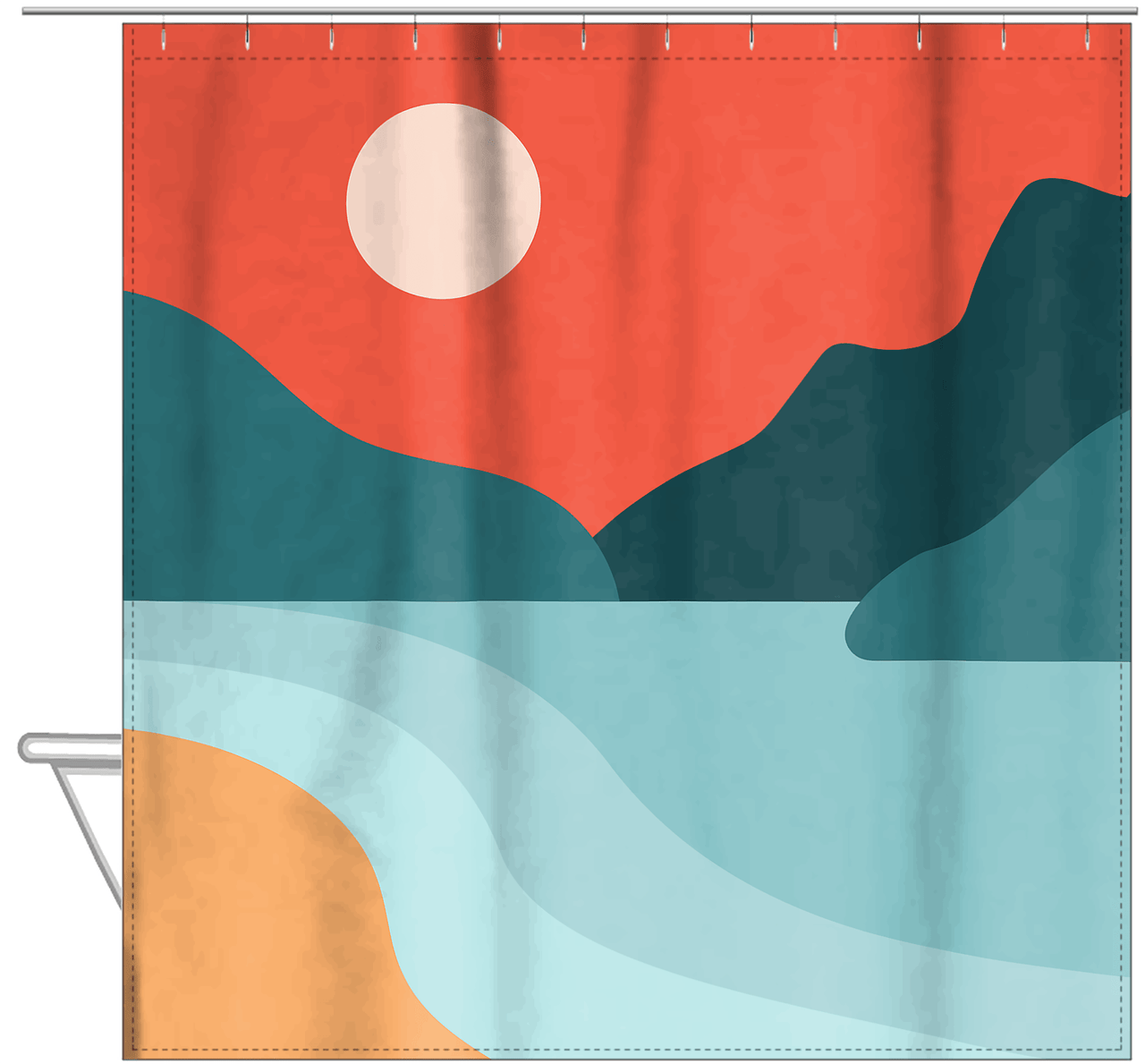 Retro Outdoors Shower Curtain - Hanging View