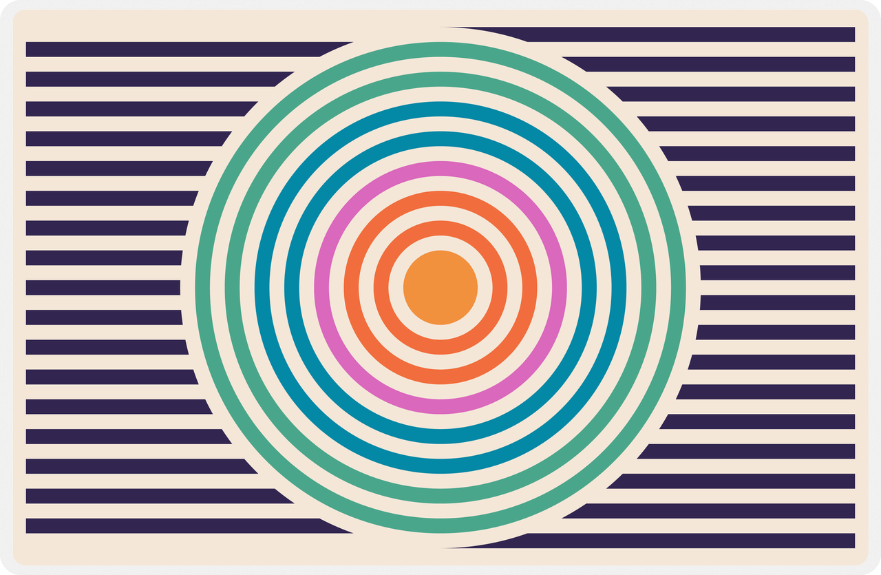 Retro Placemat - Circle and Lines -  View