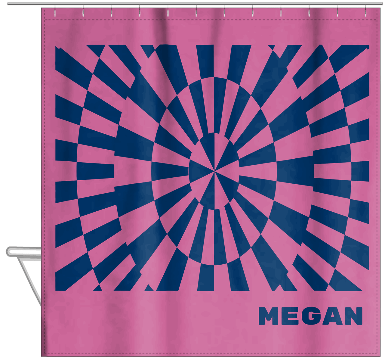 Personalized Retro Shower Curtain - Hanging View