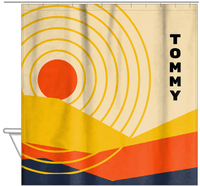 Thumbnail for Personalized Retro Sunset Shower Curtain - Hanging View