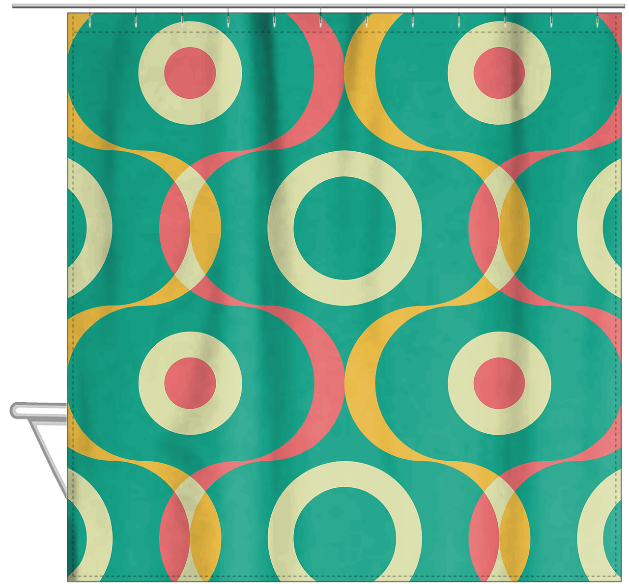 Retro Squiggles Shower Curtain - Hanging View