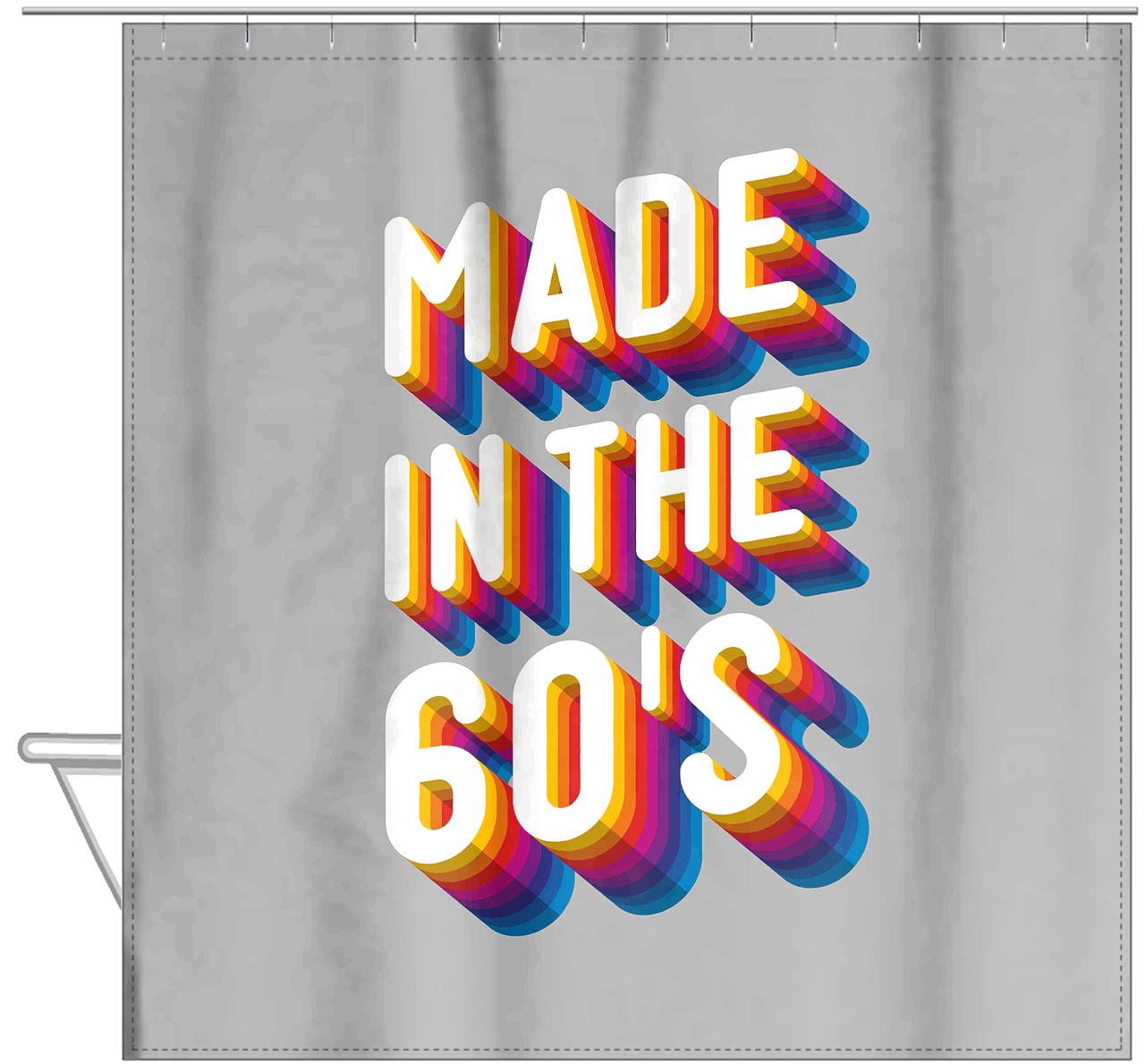 Retro Shower Curtain - Made in the 60s - Hanging View