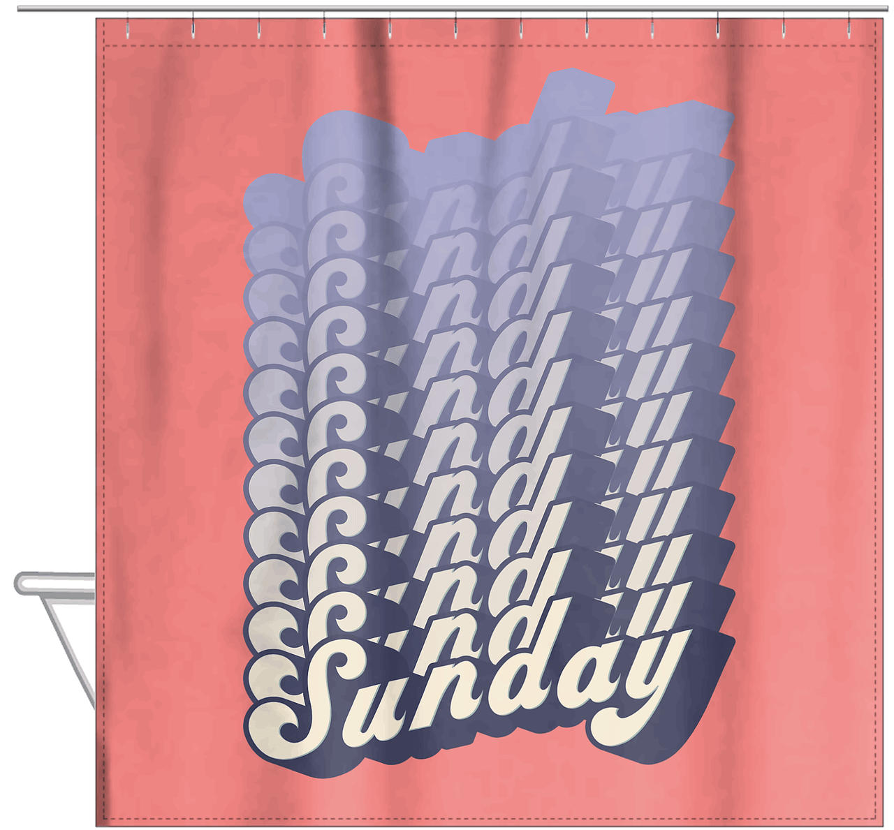 Retro Sunday Shower Curtain - Hanging View