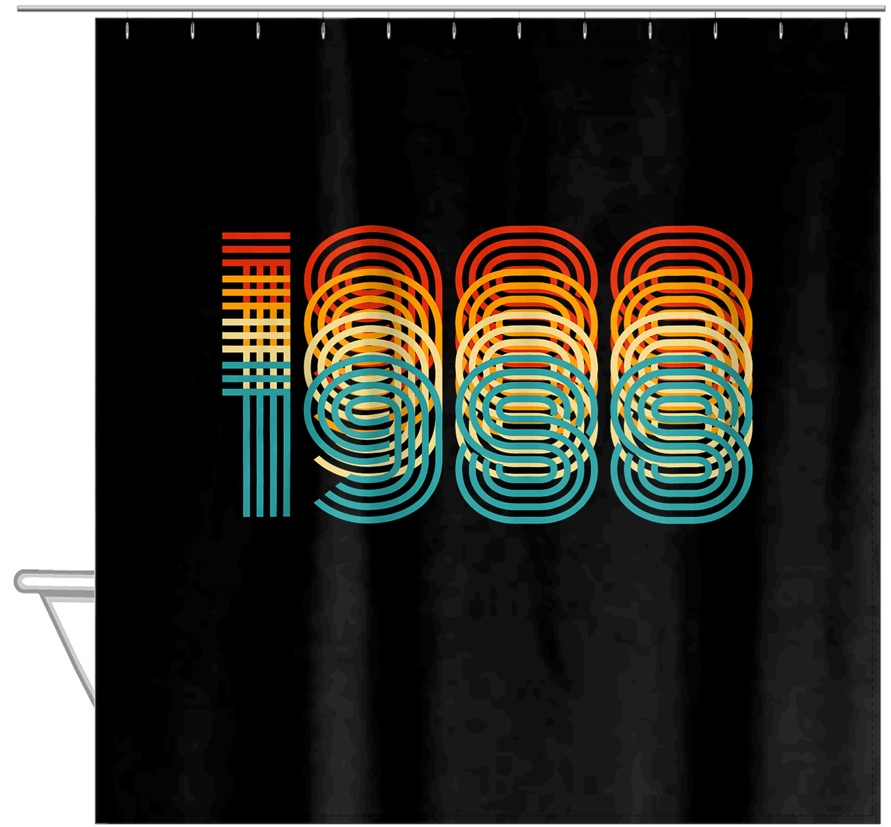 Retro Shower Curtain - 1988 - Hanging View