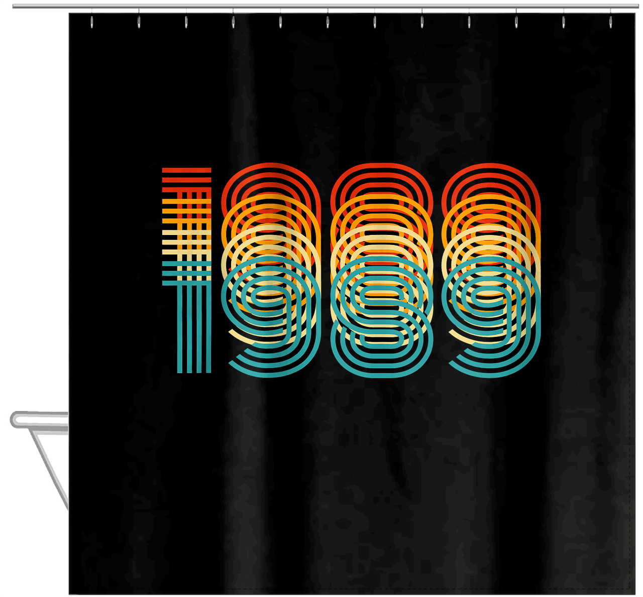 Retro Shower Curtain - 1989 - Hanging View