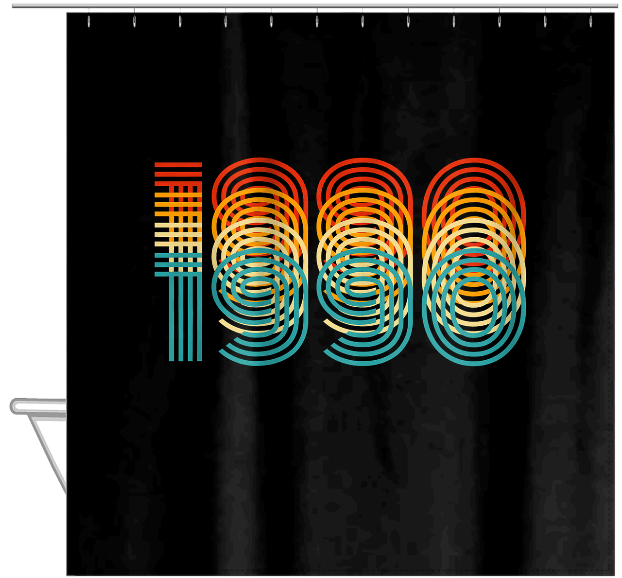 Retro Shower Curtain - 1990 - Hanging View