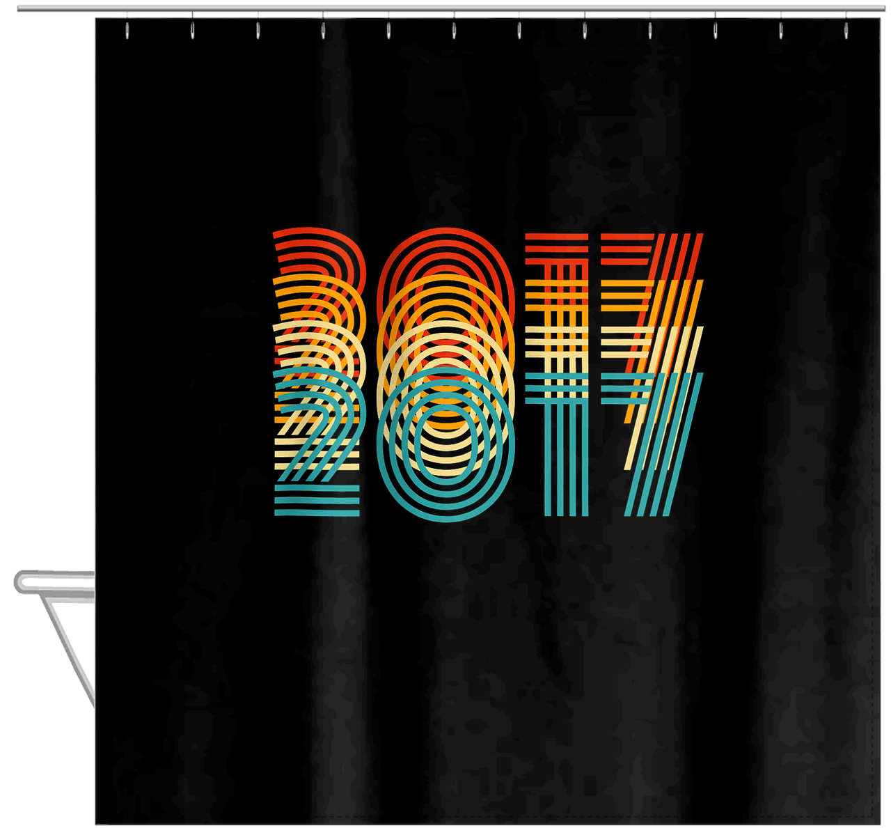 Retro Shower Curtain - 2017 - Hanging View