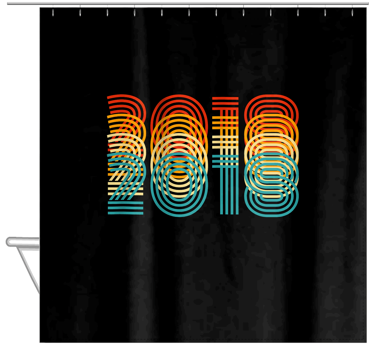 Retro Shower Curtain - 2018 - Hanging View